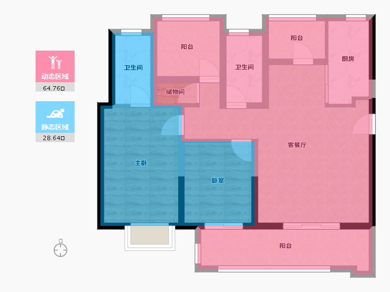 广东省-江门市-中核·和悦府-82.40-户型库-动静分区