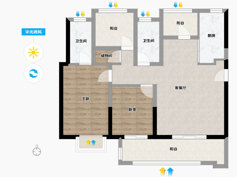 广东省-江门市-中核·和悦府-82.40-户型库-采光通风