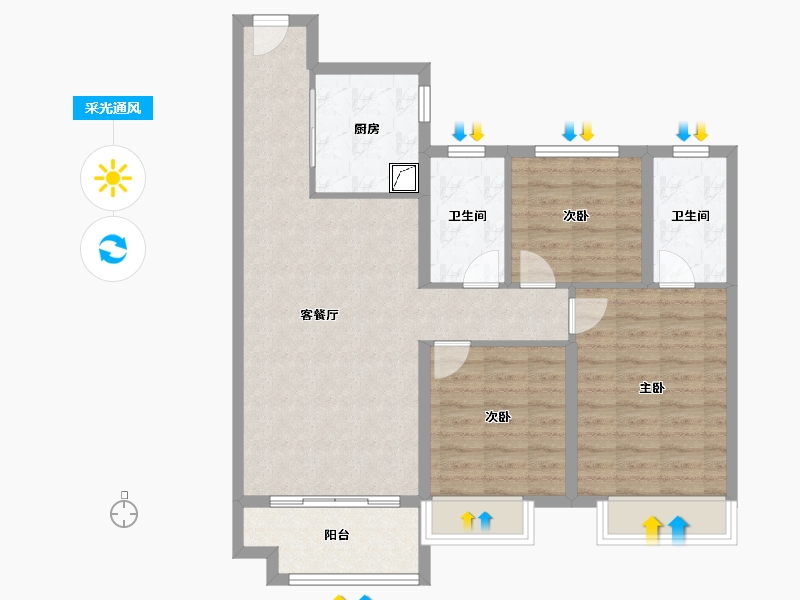 山东省-潍坊市-中骏世界城-89.00-户型库-采光通风