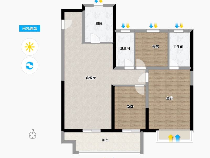 山东省-泰安市-五岳风华-95.00-户型库-采光通风