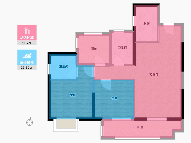 广东省-江门市-中核·和悦府-68.72-户型库-动静分区