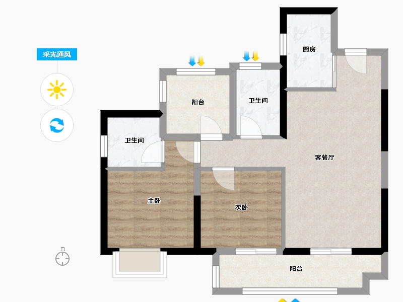 广东省-江门市-中核·和悦府-68.72-户型库-采光通风