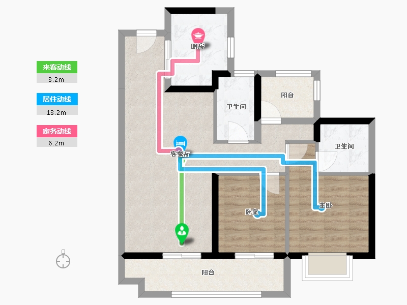 广东省-江门市-江门东湖碧桂园-73.79-户型库-动静线