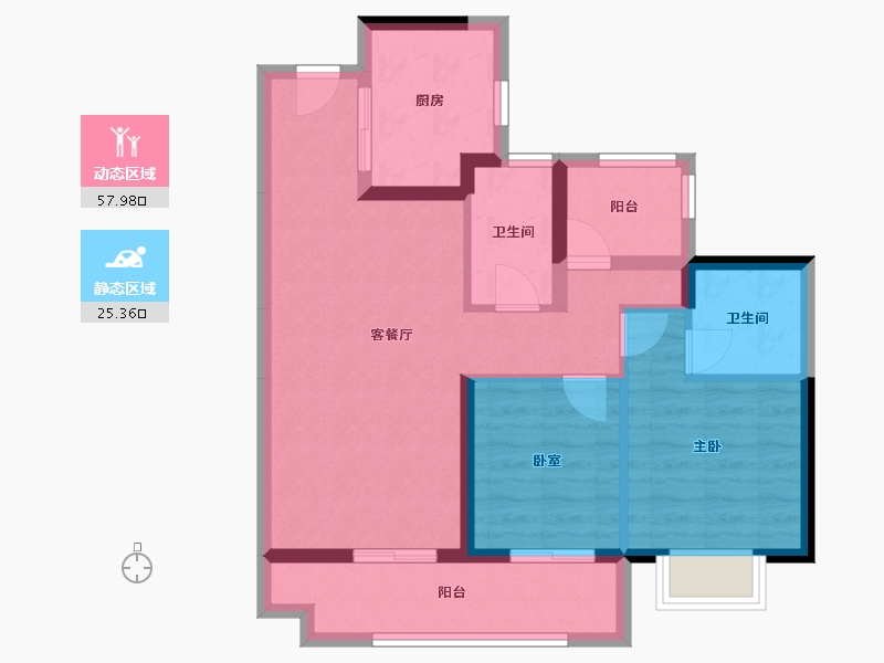 广东省-江门市-江门东湖碧桂园-73.79-户型库-动静分区