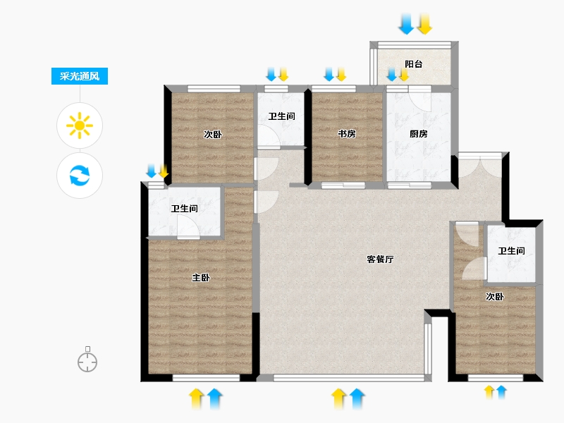 四川省-成都市-锦粼云镜-124.00-户型库-采光通风