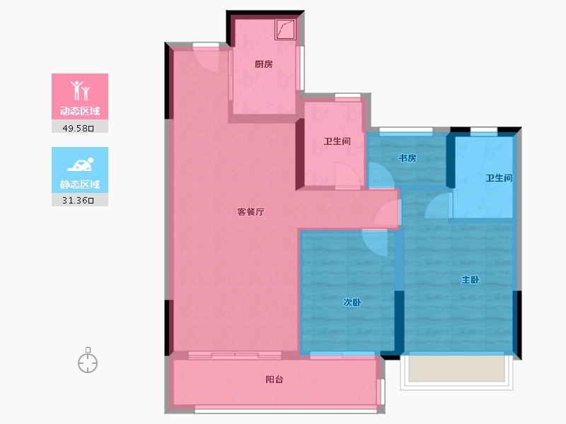 浙江省-台州市-中海云麓华府-72.00-户型库-动静分区