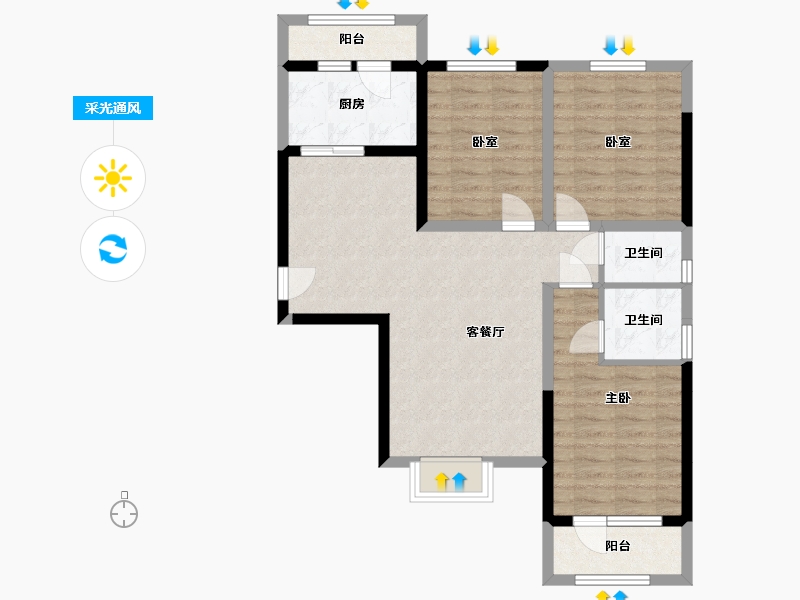 湖南省-株洲市-新华联广场-105.00-户型库-采光通风