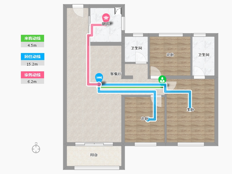 山西省-晋城市-泷泽花城-90.00-户型库-动静线