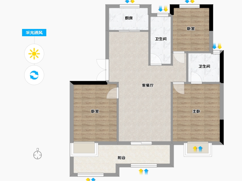 江苏省-盐城市-中庚香城世家-89.00-户型库-采光通风