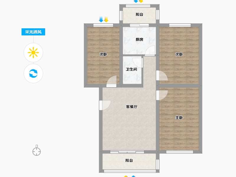 北京-北京市-彩俸北区6-8号-106.00-户型库-采光通风