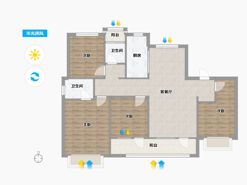 河北省-石家庄市-东原启程-109.00-户型库-采光通风