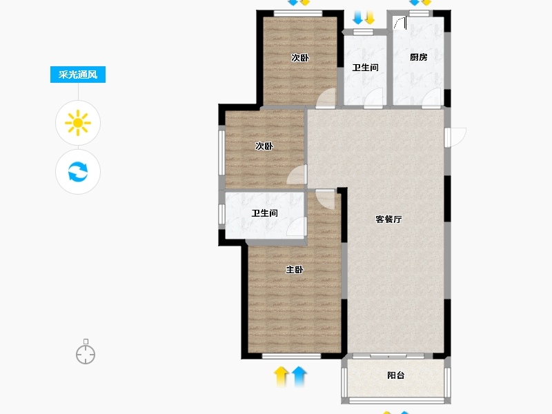 山东省-济宁市-学府壹号-110.00-户型库-采光通风