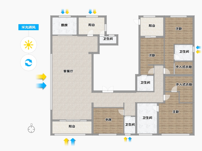 浙江省-温州市-多弗绿城·翠湖里-220.00-户型库-采光通风