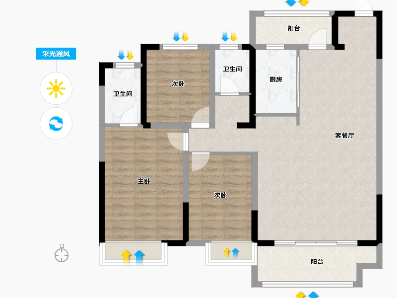 河南省-济源市-建业春天里-110.84-户型库-采光通风