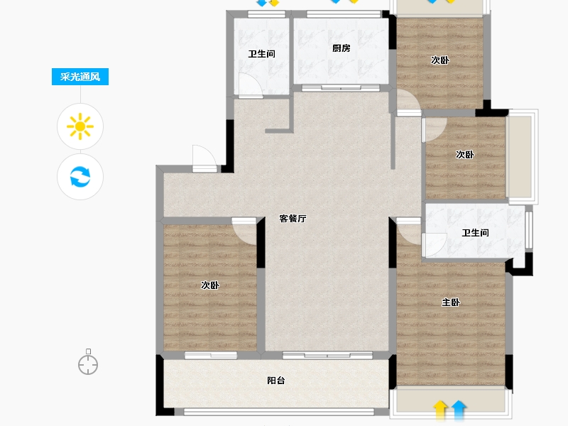 安徽省-六安市-天成金域华里-120.00-户型库-采光通风