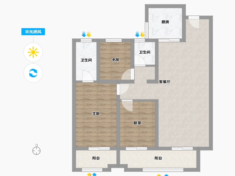 山西省-临汾市-梧桐里-90.00-户型库-采光通风