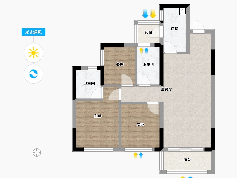 四川省-成都市-中铁卓越时代城-77.00-户型库-采光通风