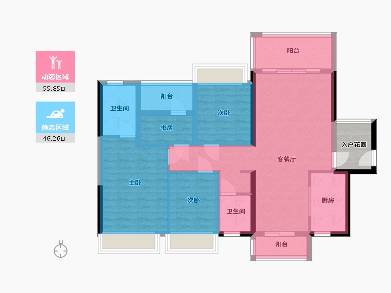 广东省-江门市-越秀滨江·华悦-96.00-户型库-动静分区