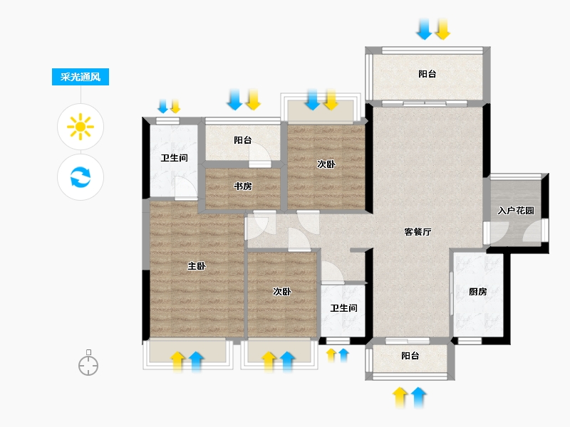 广东省-江门市-越秀滨江·华悦-96.00-户型库-采光通风