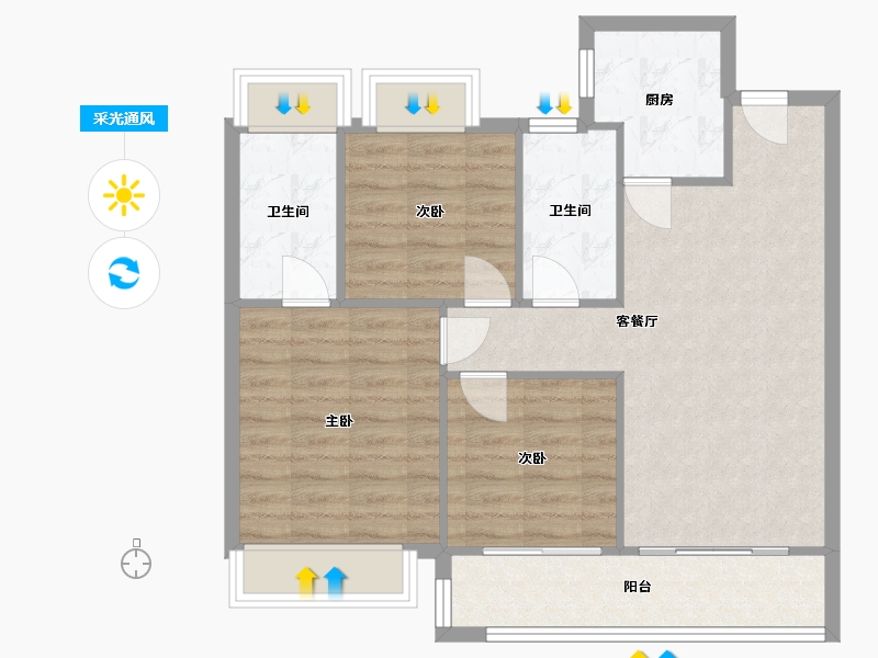 江苏省-苏州市-湖东未来-79.00-户型库-采光通风