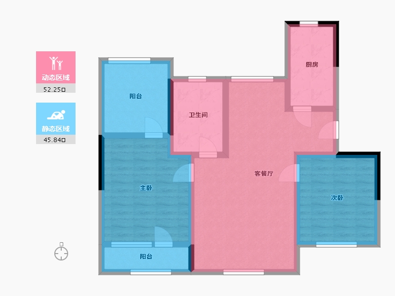 辽宁省-丹东市-博恩御山水-90.00-户型库-动静分区