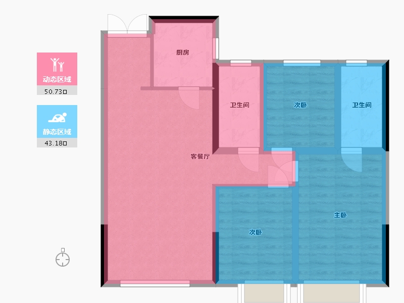 内蒙古自治区-通辽市-林语江南-98.00-户型库-动静分区