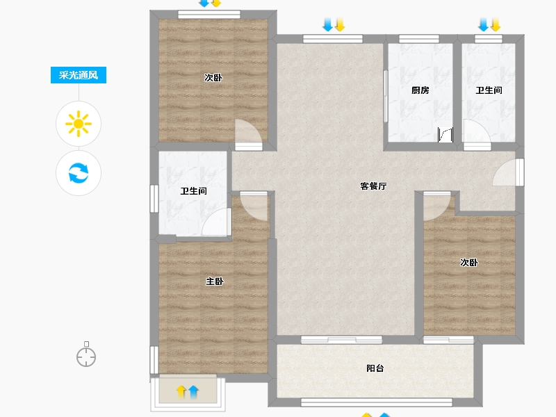 河北省-邢台市-铜锣湾一号小区-99.00-户型库-采光通风