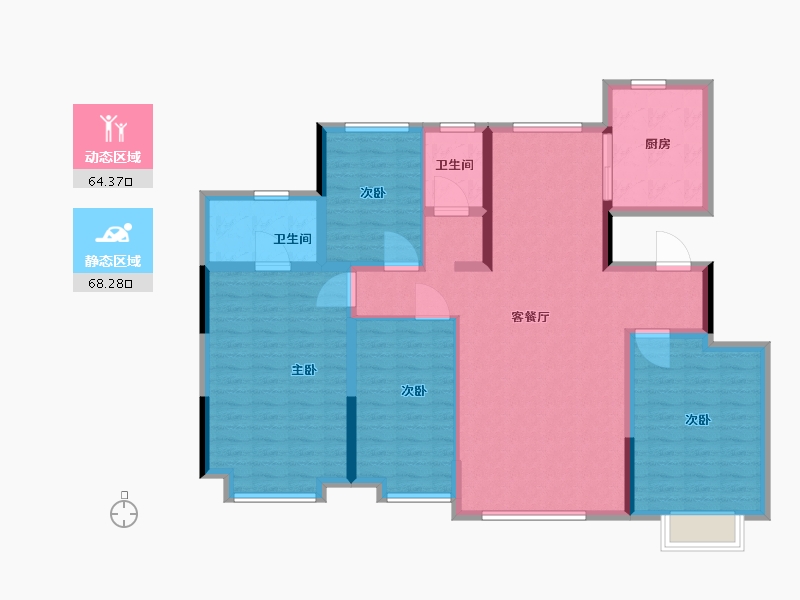 辽宁省-沈阳市-恒大西江天悦-119.60-户型库-动静分区