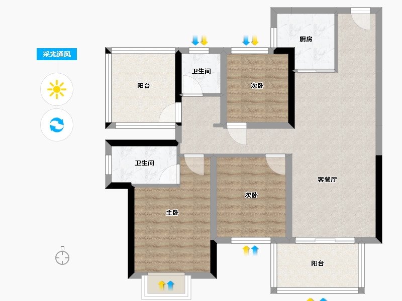 广西壮族自治区-南宁市-保利领秀前城-107.90-户型库-采光通风