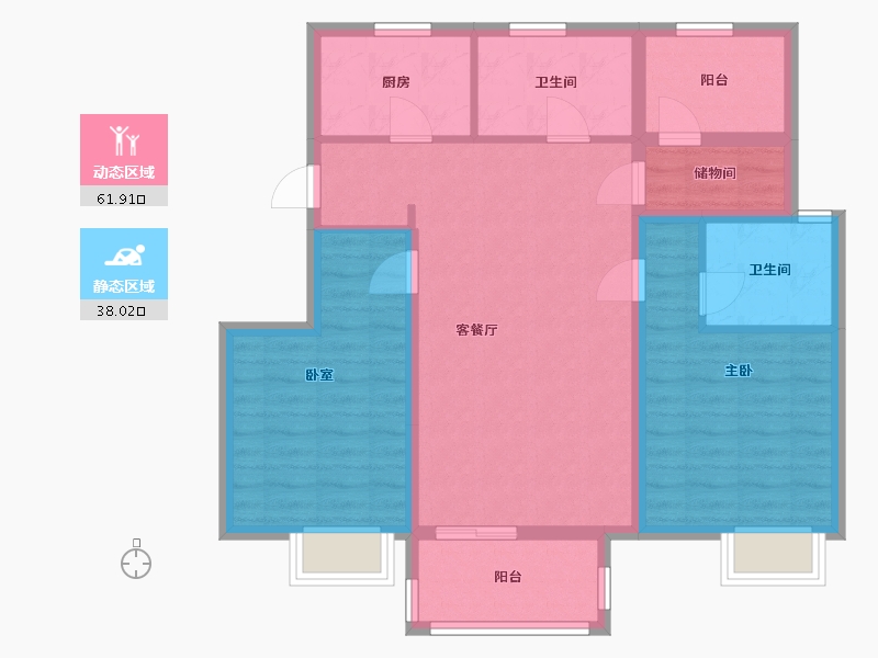 浙江省-台州市-金桥郡-89.00-户型库-动静分区