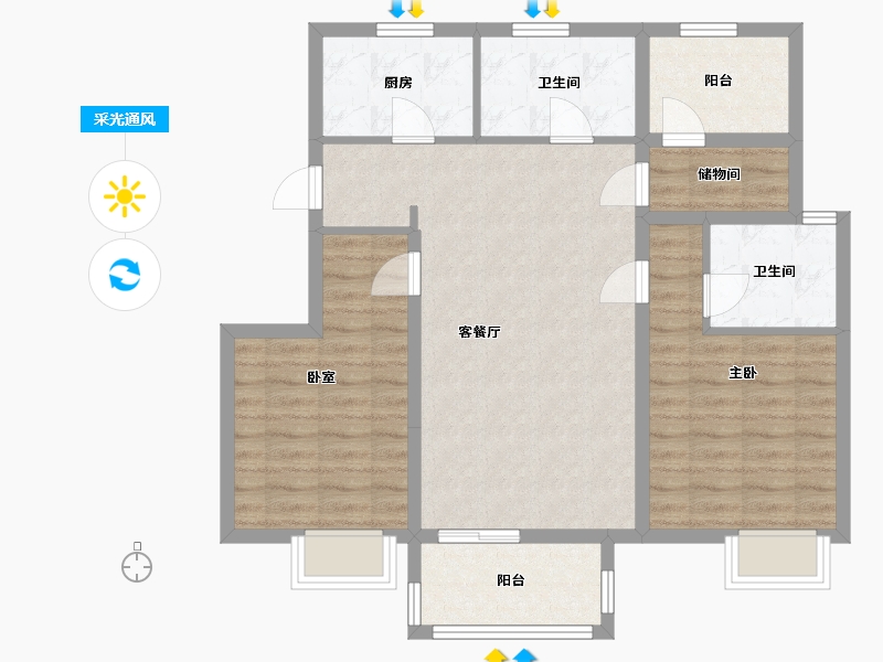 浙江省-台州市-金桥郡-89.00-户型库-采光通风