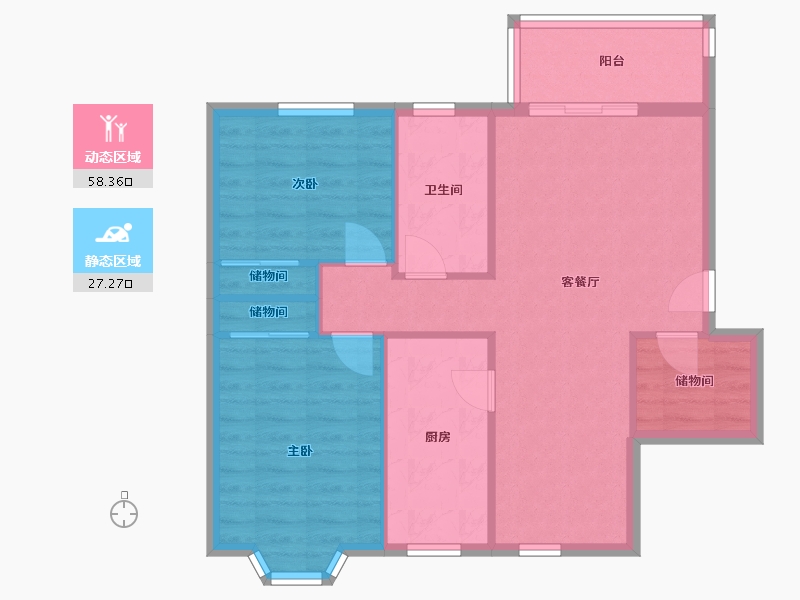 北京-北京市-紫荆园-83.05-户型库-动静分区