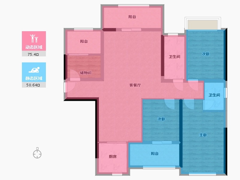 湖南省-衡阳市-白沙御城西湖苑项目部-130.00-户型库-动静分区