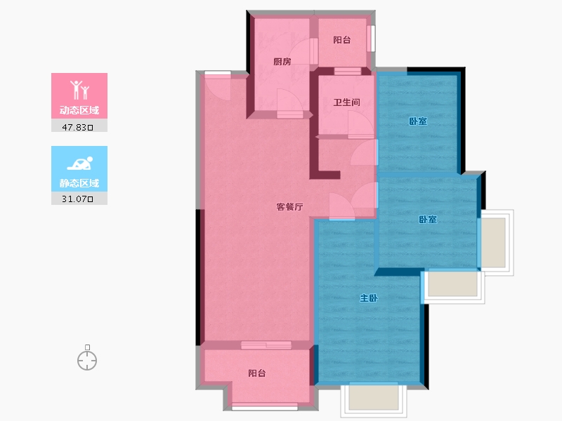 四川省-成都市-恒大天府半岛淽澜城-74.29-户型库-动静分区