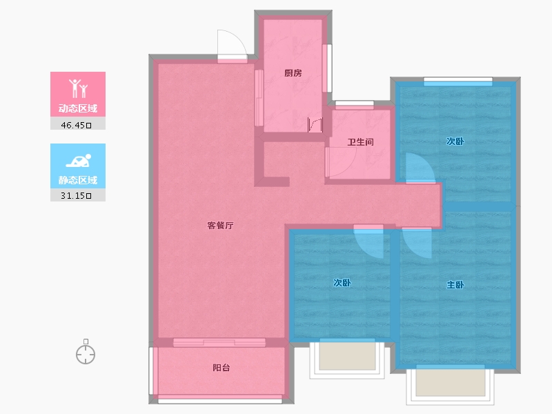 陕西省-宝鸡市-铂悦公馆-75.00-户型库-动静分区