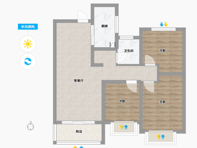 陕西省-宝鸡市-铂悦公馆-75.00-户型库-采光通风