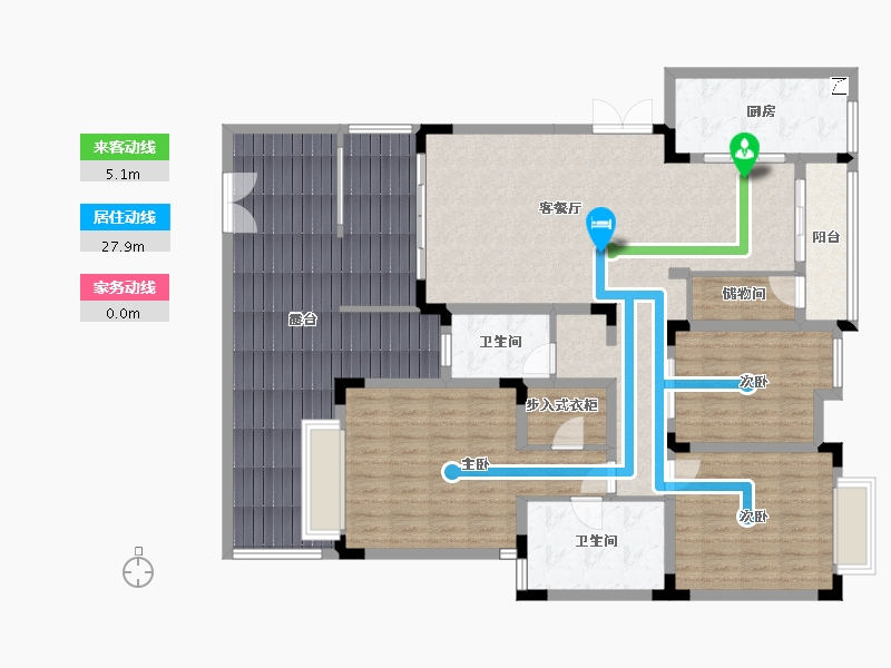 重庆-重庆市-财富中心国际公寓-A区-133.00-户型库-动静线