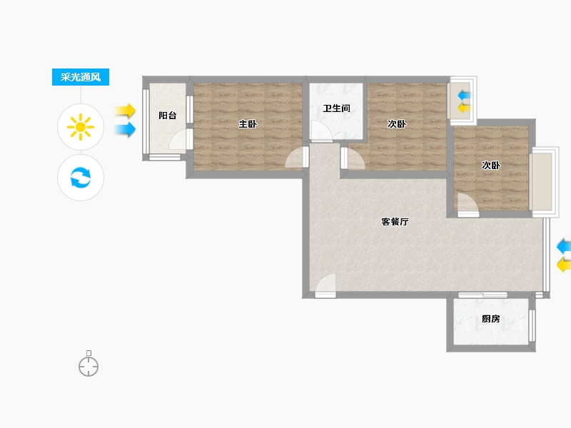 河北省-邯郸市-旺峰嘉苑-76.41-户型库-采光通风