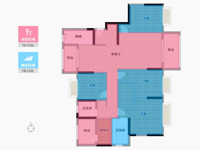 湖南省-衡阳市-美的梧桐庄园-124.00-户型库-动静分区