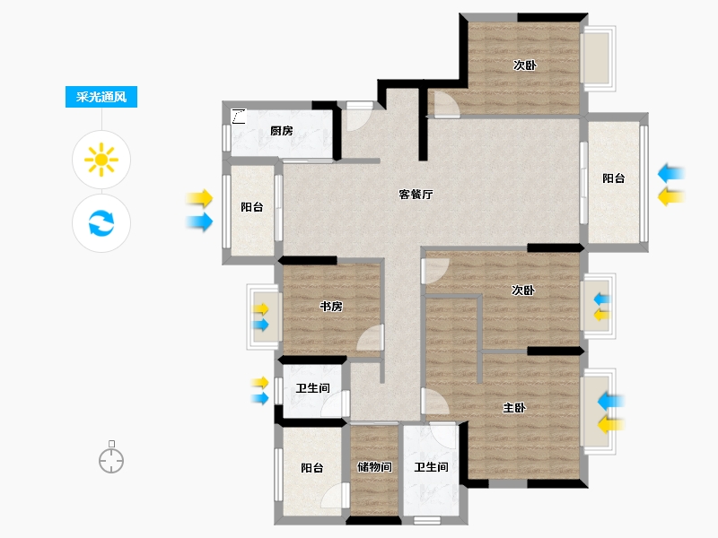 湖南省-衡阳市-美的梧桐庄园-124.00-户型库-采光通风