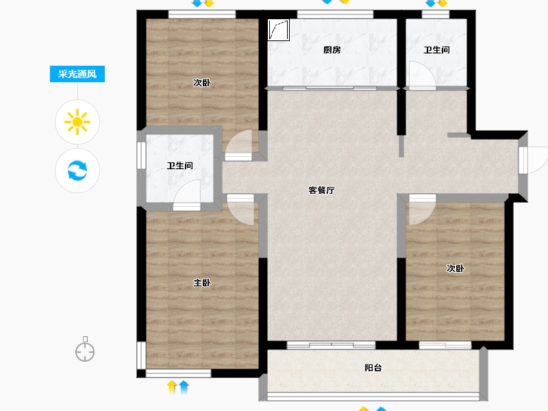 陕西省-西安市-碧馨苑-104.00-户型库-采光通风