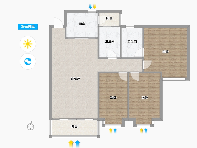 广东省-广州市-华怡居-99.60-户型库-采光通风