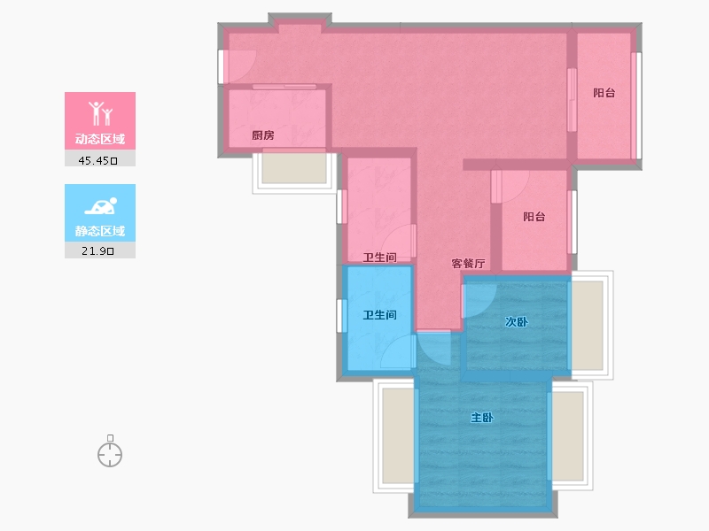 广东省-广州市-沐华美苑-63.00-户型库-动静分区