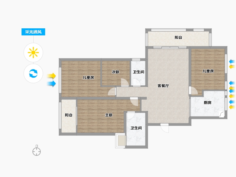 浙江省-丽水市-东方首府-120.00-户型库-采光通风