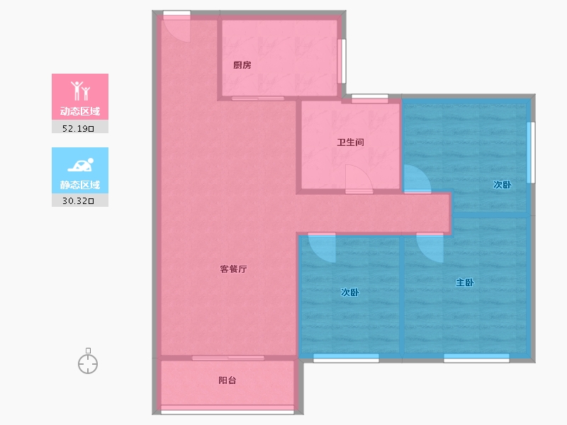 陕西省-咸阳市-金泰丝路花城-75.00-户型库-动静分区