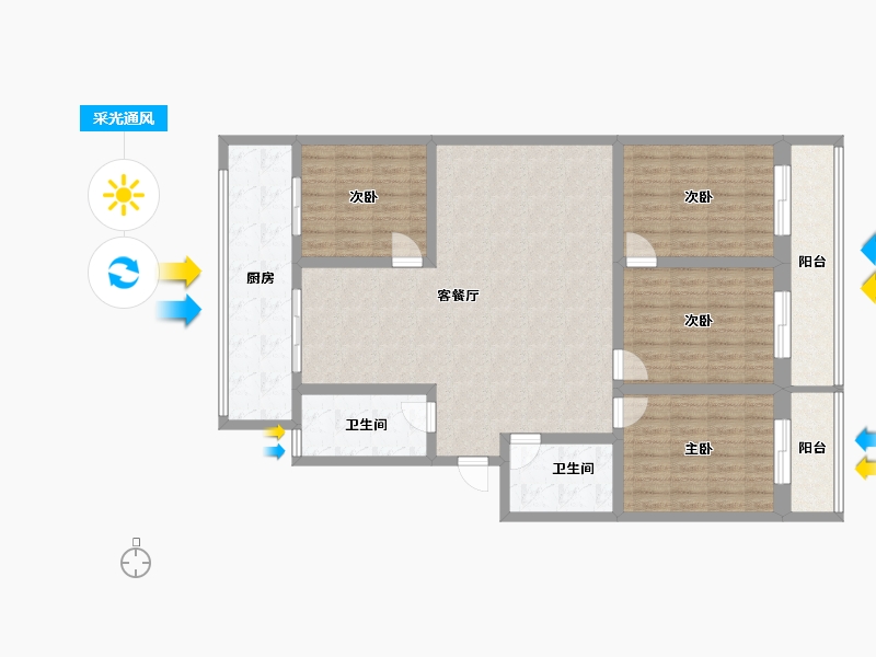 山西省-太原市-半坡西街小区-132.00-户型库-采光通风