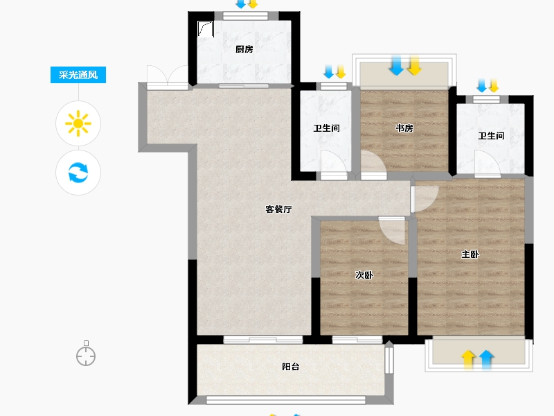 安徽省-六安市-新城吾悦广场，吾悦华府-100.00-户型库-采光通风