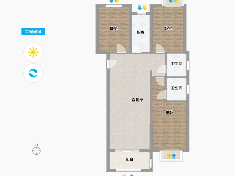 福建省-福州市-玖熹雅筑-88.00-户型库-采光通风