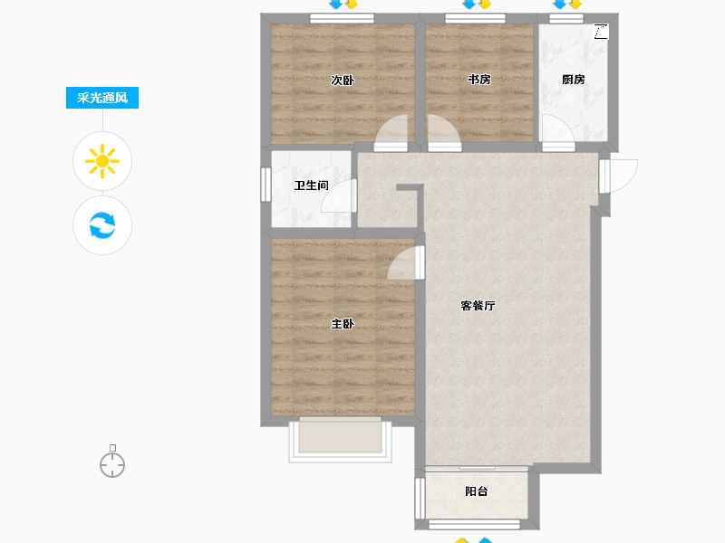 宁夏回族自治区-银川市-天骏云景苑-80.00-户型库-采光通风