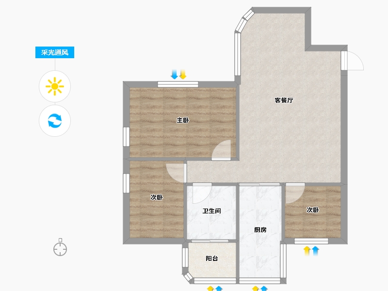 广东省-中山市-银菊花园-69.00-户型库-采光通风